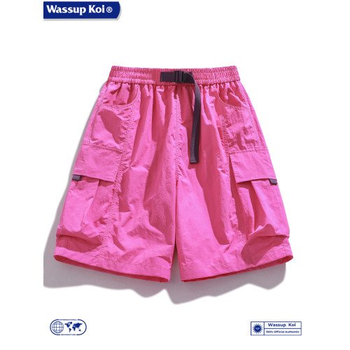 WASSUP KOI聯名冰絲工裝短褲男夏季多巴胺沙灘短褲薄款休閒五分褲