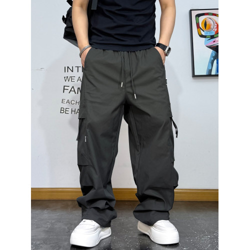 美式復古大口袋抽繩工裝褲男2025秋冬加絨寬鬆設計感褲子休閒長褲