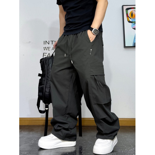 美式復古大口袋抽繩工裝褲男2025秋冬加絨寬鬆設計感褲子休閒長褲