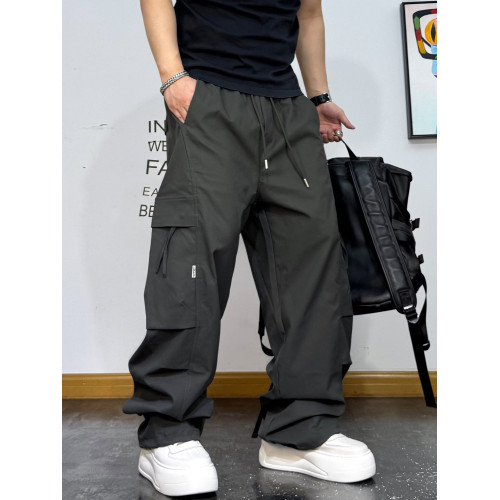 美式復古大口袋抽繩工裝褲男2025秋冬加絨寬鬆設計感褲子休閒長褲