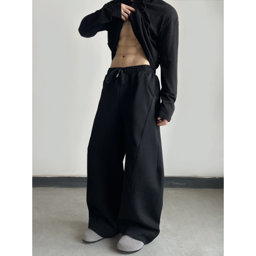 DAY NY解搆彎刀濶腿休閒秋季衛褲男女寬鬆百搭剪裁設計感長褲子