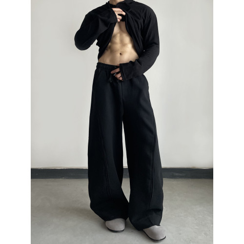 DAY NY解搆彎刀濶腿休閒秋季衛褲男女寬鬆百搭剪裁設計感長褲子