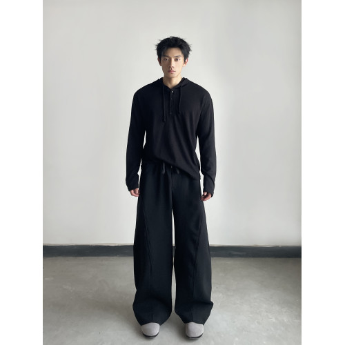 DAY NY解搆彎刀濶腿休閒秋季衛褲男女寬鬆百搭剪裁設計感長褲子