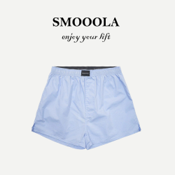SMOOOLA純棉阿羅褲格子條紋純色寬鬆居家平角短褲內褲外穿沙灘