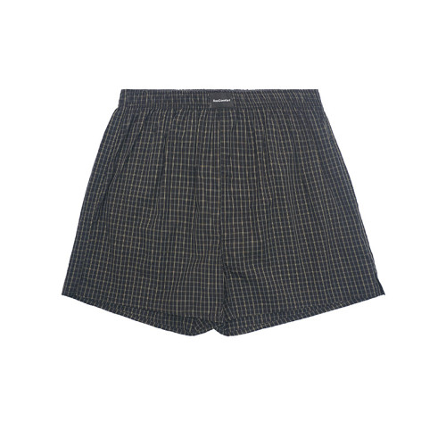 SMOOOLA純棉阿羅褲格子條紋純色寬鬆居家平角短褲內褲外穿沙灘