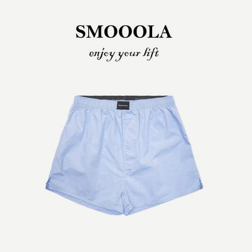 SMOOOLA純棉阿羅褲格子條紋純色寬鬆居家平角短褲內褲外穿沙灘