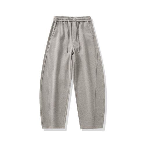 SILENTS高級綿羊毛加絨彎刀休閒褲男士秋冬美式寬鬆直筒運動衛褲