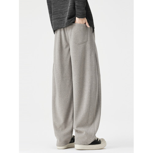 SILENTS高級綿羊毛加絨彎刀休閒褲男士秋冬美式寬鬆直筒運動衛褲