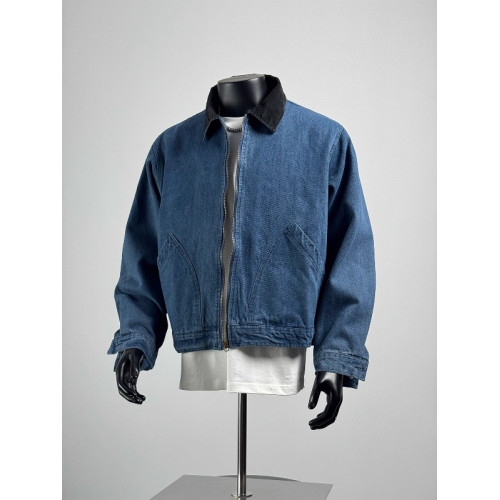 美式復古水洗藍色短款牛仔外套男春秋潮牌cleanfit底特律工裝夾克