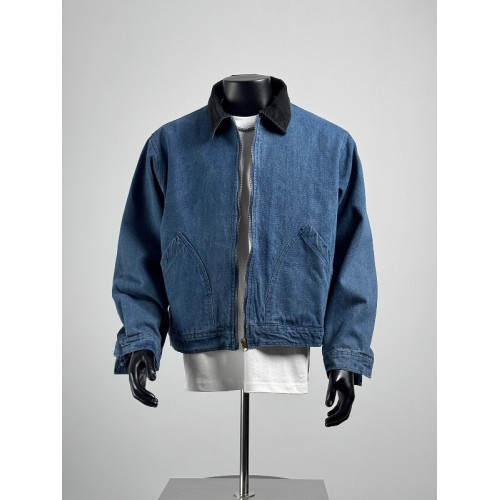 美式復古水洗藍色短款牛仔外套男春秋潮牌cleanfit底特律工裝夾克