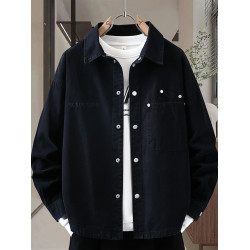 純棉牛仔外套男春秋季2025新款美式復古襯衫式夾克痞帥寬鬆上衣服