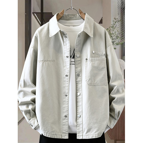 純棉牛仔外套男春秋季2025新款美式復古襯衫式夾克痞帥寬鬆上衣服