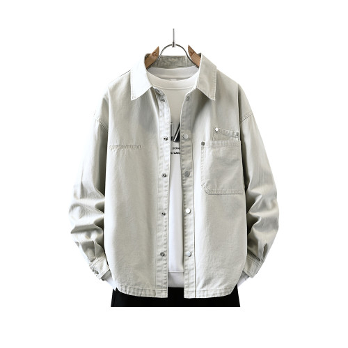 純棉牛仔外套男春秋季2025新款美式復古襯衫式夾克痞帥寬鬆上衣服