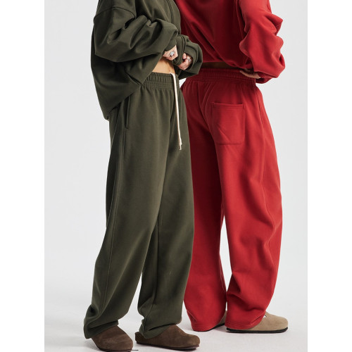 大地色INS430G重磅高街歐美垂感寬鬆彎刀衛褲kanye直筒休閒長褲子