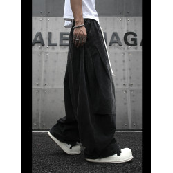 特大碼濶腿嘻哈高街加肥加大濶腿褲垂感復古寬鬆百搭工裝褲300斤