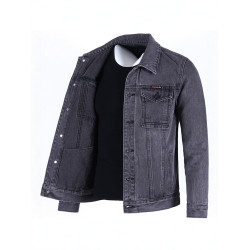 2025秋冬款牛仔外套男士韓版潮牌寬鬆繙領夾克上衣硬漢工裝牛仔衣