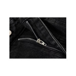 黑色彎刀褲美式復古水洗做舊牛仔褲男女cleanfit解搆拼接鐮刀褲潮