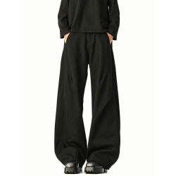 美式cleanfit純色褶皺休閒褲男生春季寬鬆垂感百搭運動濶腿長褲子