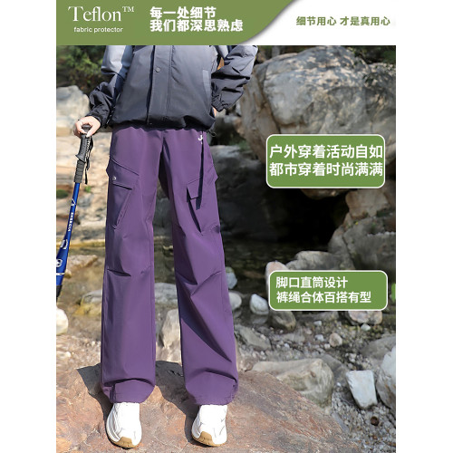 JEEP橙色軟殼沖鋒褲女防水防風三合一戶外登山褲工裝大口袋長褲男