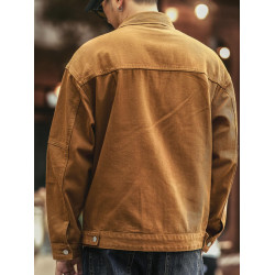 格藍鹿美式重磅復古牛仔外套男士秋季加絨寬鬆硬漢獵裝工裝夾克男