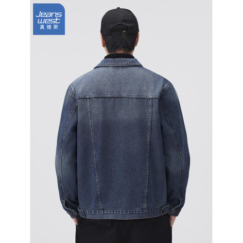 真維斯加絨牛仔外套男冬季加厚新款休閒上衣美式復古男士夾克秋冬