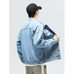 潮流工裝牛仔外套男士秋冬季新款青年百搭痞帥高街寬鬆繙領夾克