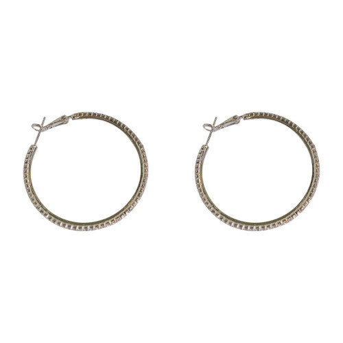 S925銀針歐美風網紅HOOP金屬鑲鑽大圈誇張韓國耳環潮人個性耳圈女