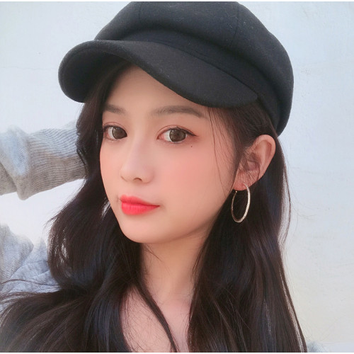 S925銀針歐美風網紅HOOP金屬鑲鑽大圈誇張韓國耳環潮人個性耳圈女