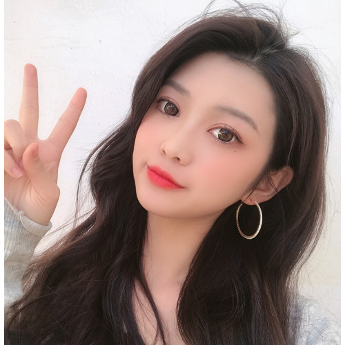 S925銀針歐美風網紅HOOP金屬鑲鑽大圈誇張韓國耳環潮人個性耳圈女