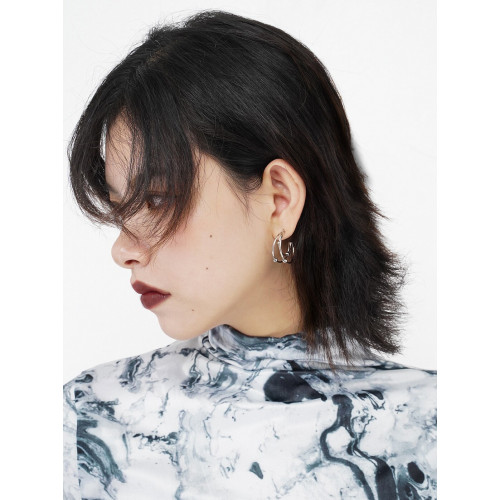 SUMIYAKI耳環女2024年新款潮防過敏圓圈耳飾小衆設計感高級耳釘酷