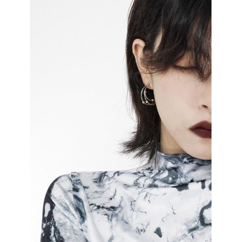 SUMIYAKI耳環女2024年新款潮防過敏圓圈耳飾小衆設計感高級耳釘酷