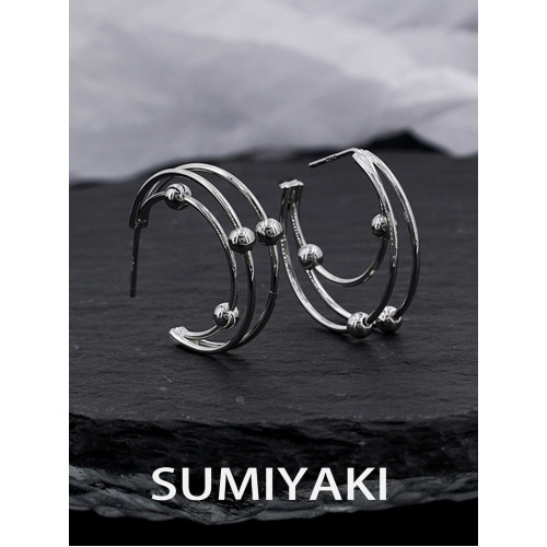 SUMIYAKI耳環女2024年新款潮防過敏圓圈耳飾小衆設計感高級耳釘酷