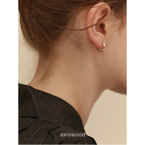 sanswood森吾單圈磨砂耳環女設計高級感耳圈簡約百搭個性素圈耳飾