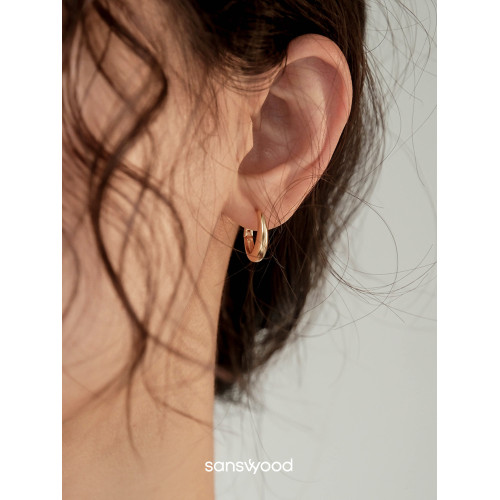 sanswood森吾單圈磨砂耳環女設計高級感耳圈簡約百搭個性素圈耳飾