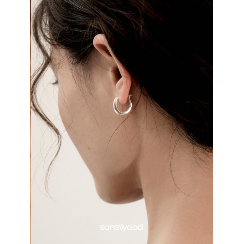 sanswood森吾單圈磨砂耳環女設計高級感耳圈簡約百搭個性素圈耳飾