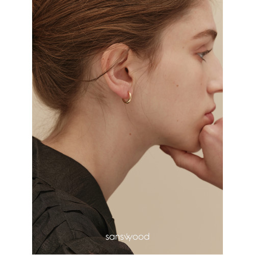 sanswood森吾單圈磨砂耳環女設計高級感耳圈簡約百搭個性素圈耳飾