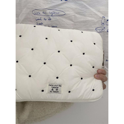 韓國ins平板電腦包內膽包新款刺綉點點11/13/15寸筆電收納包女 韓國ins平板電腦包內膽包新款刺綉點點11/13/15寸筆電收納包女