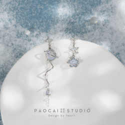 星月綺夢 原創星星月亮耳環bulingbuling小衆設計高級感耳釘耳夾