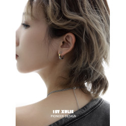 1STXULIE不朽情書耳環耳釦原創小衆設計高級感圈圈耳飾甜酷耳釘