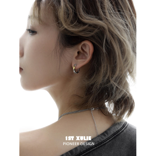 1STXULIE不朽情書耳環耳釦原創小衆設計高級感圈圈耳飾甜酷耳釘