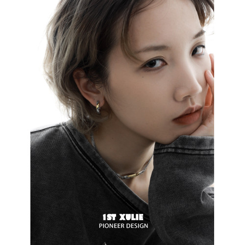 1STXULIE不朽情書耳環耳釦原創小衆設計高級感圈圈耳飾甜酷耳釘