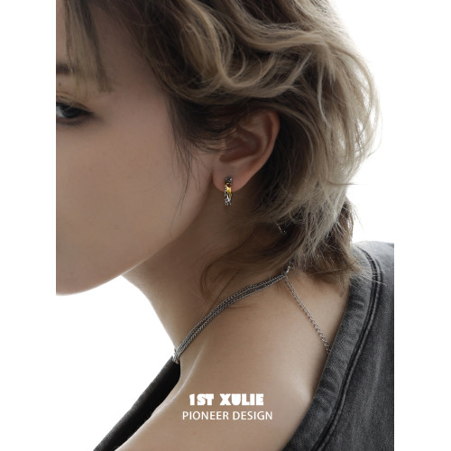 1STXULIE不朽情書耳環耳釦原創小衆設計高級感圈圈耳飾甜酷耳釘