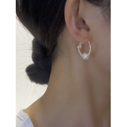 925銀針劉亦菲同款珍珠耳環精緻耳圈小衆高級耳釘耳飾女2025新款