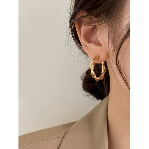 【巷南】925銀麻花耳圈2025新爆款耳環輕奢耳釘小衆高級感女耳飾