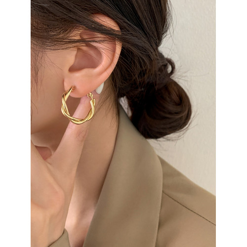 【巷南】925銀麻花耳圈2025新爆款耳環輕奢耳釘小衆高級感女耳飾