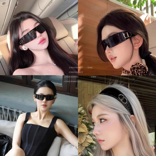 韋雪同款墨鏡髮箍女款高級感網紅時尚拍照凹造型太陽眼鏡頭箍頭飾