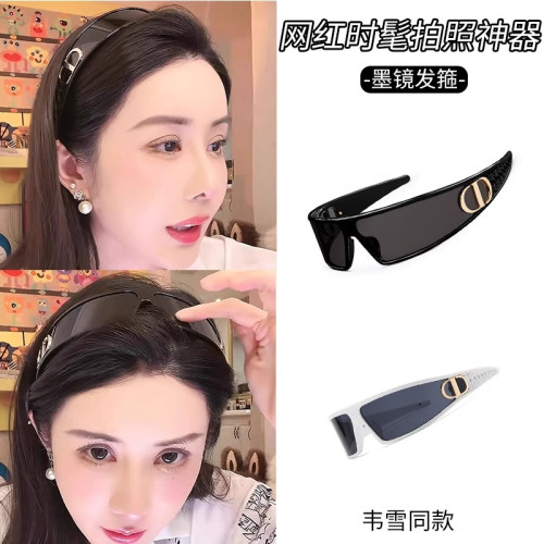 韋雪同款墨鏡髮箍女款高級感網紅時尚拍照凹造型太陽眼鏡頭箍頭飾