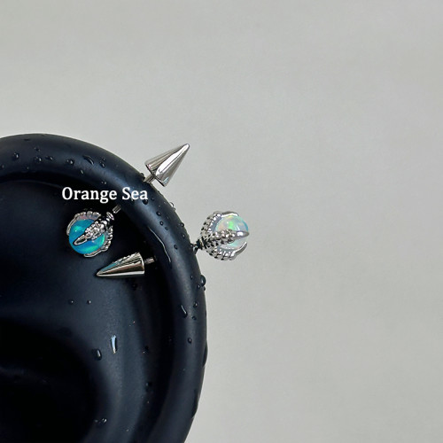 Orange Sea酷颯風獨特澳寶龍爪耳骨耳輪釘甜酷小惡魔尖錐鈦鋼耳釘 Orange Sea酷颯風獨特澳寶龍爪耳骨耳輪釘甜酷小惡魔尖錐鈦鋼耳釘