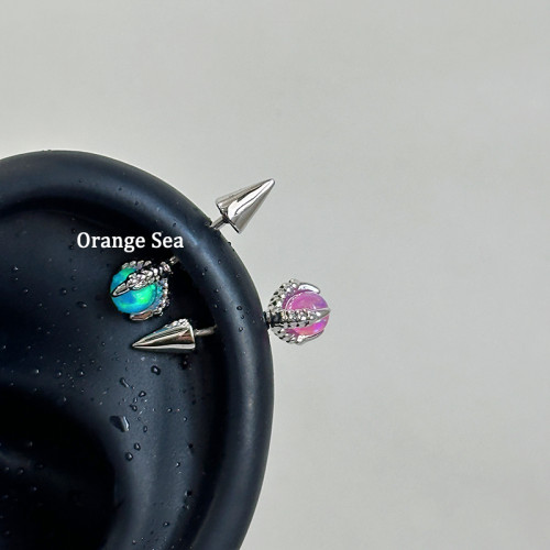Orange Sea酷颯風獨特澳寶龍爪耳骨耳輪釘甜酷小惡魔尖錐鈦鋼耳釘 Orange Sea酷颯風獨特澳寶龍爪耳骨耳輪釘甜酷小惡魔尖錐鈦鋼耳釘