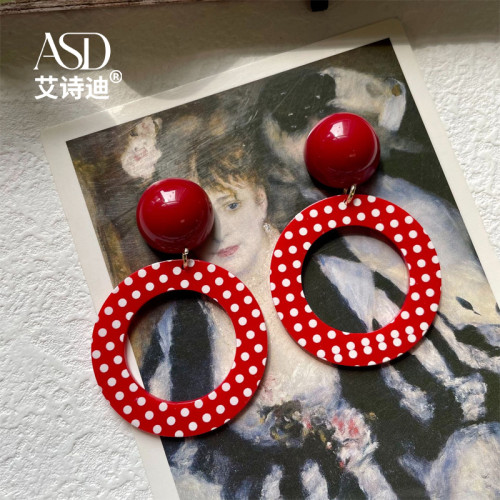 港風誇張復古耳環俏皮紅色波點耳飾兒童港式女童耳夾女洋氣配飾品 港風誇張復古耳環俏皮紅色波點耳飾兒童港式女童耳夾女洋氣配飾品